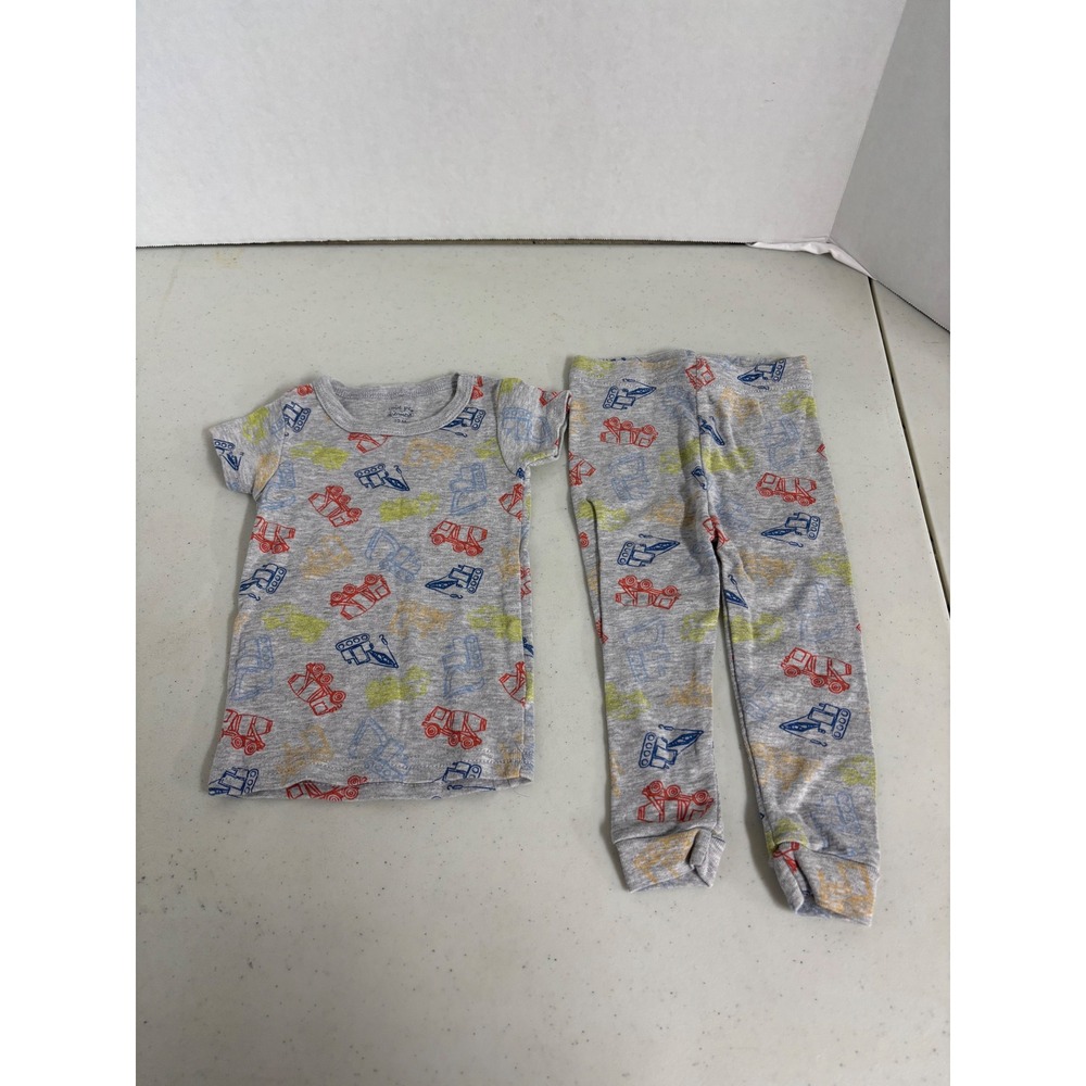 Cutie Pie Dreamers Kids Boys Girls Pajamas Set Size 12M Trucks Cars‎ Print
